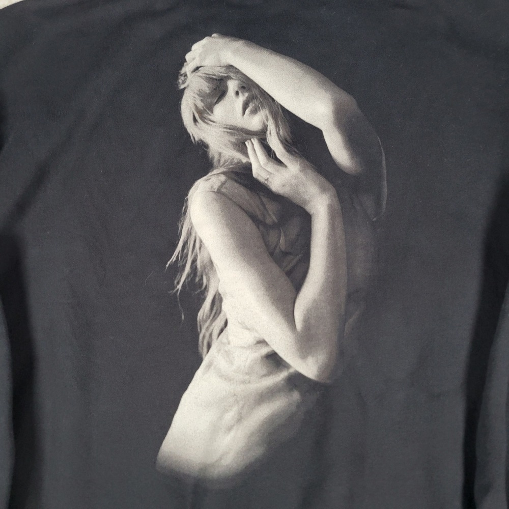 Taylor Swift Sweatshirt Mens Large Black TTPD Tortured Poets Department Logo